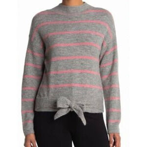 NWT Wayf Grey / Pink Front Tie Sweater Sz M